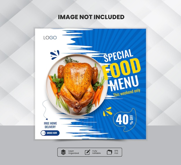Design de postagens de mídia social de alimentos