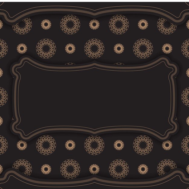 Design de postal quadrado pronto para imprimir em preto com padrões luxuosos. modelo de cartão de convite de vetor com lugar para o seu texto e ornamentos vintage.