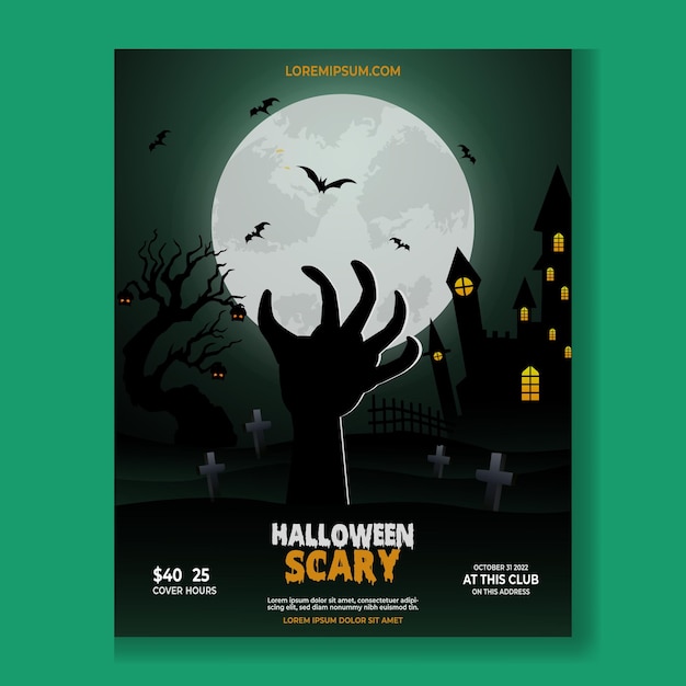 Design de pôster assustador de noite de halloween