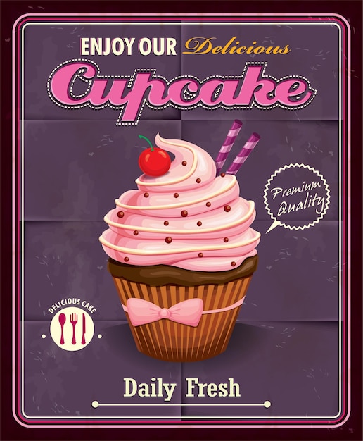 Design de pôster de cupcake vintage