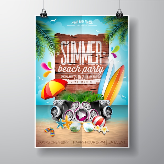 Design de praia de poster de festa de verão