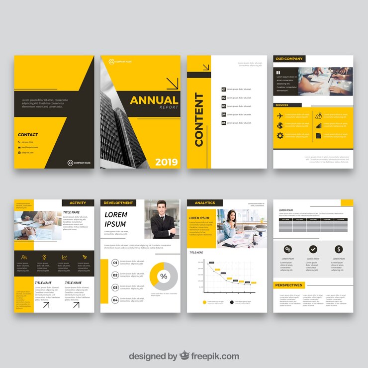 Vetor design de relatório anual em estilo simples