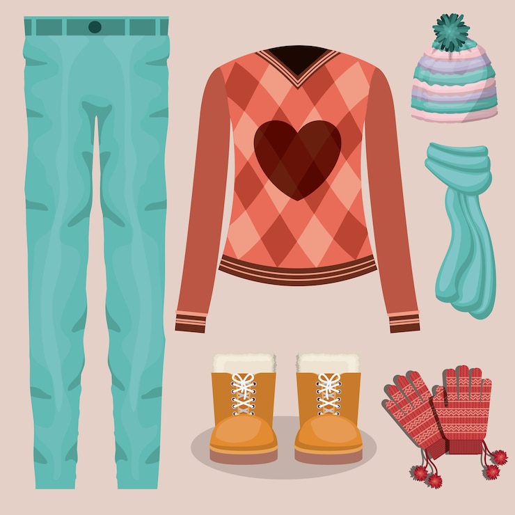 Vetor design de roupas de inverno
