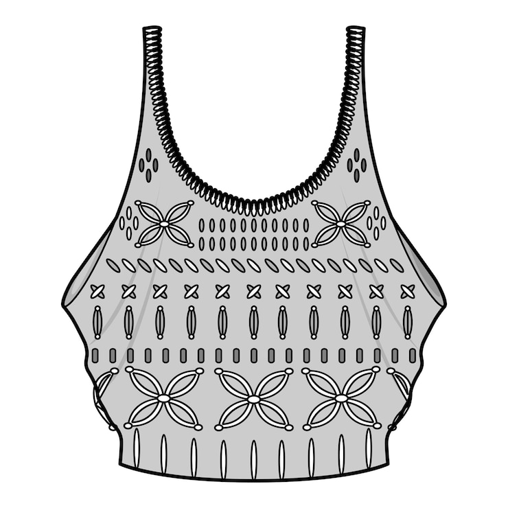 Vetor design de roupas de moda desenho de ilustração de esboço plano