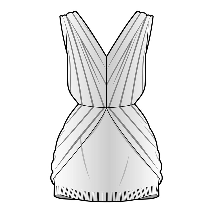 Vetor design de roupas de moda desenho de ilustração de esboço plano