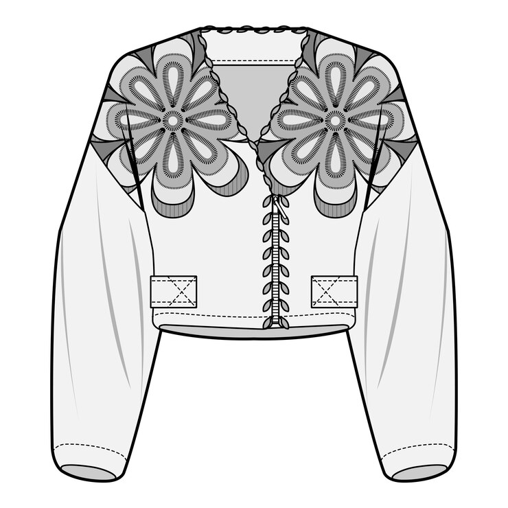 Vetor design de roupas de moda desenho de ilustração de esboço plano