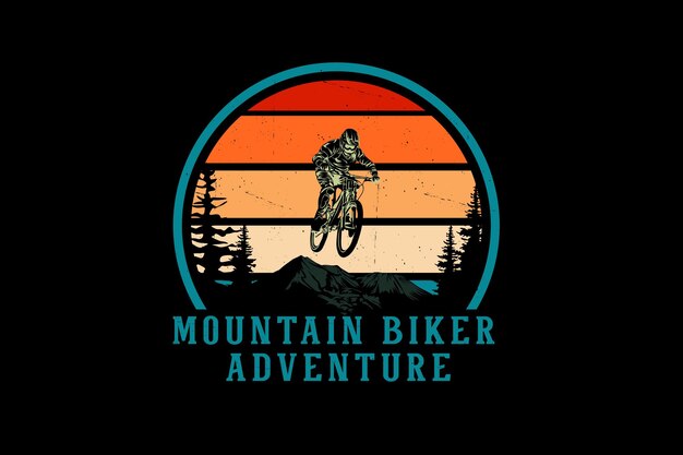 Design de silhueta de aventura de motociclista de montanha