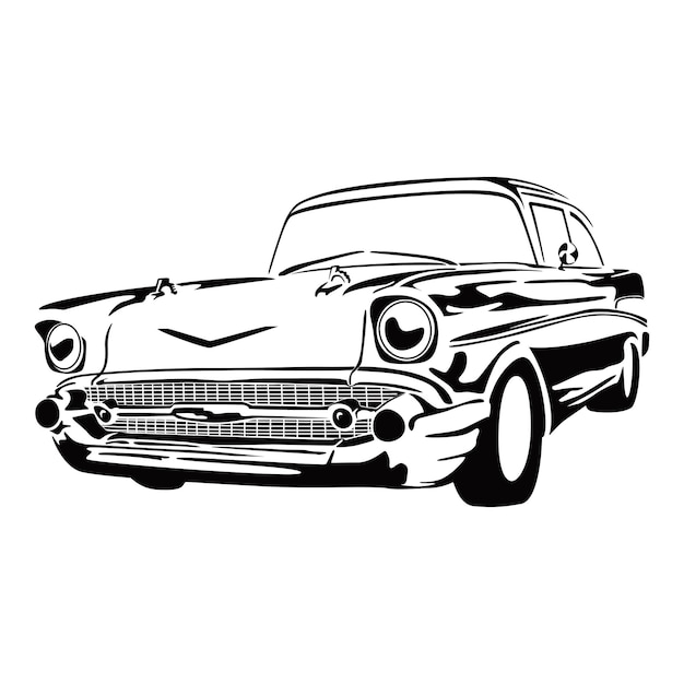 design de silhueta de carro antigo sinal e símbolo de ícone de automóvel retrô