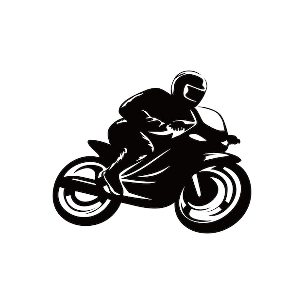 Vetor design de silhueta de motocicleta sinal e símbolo de motociclista rápido ilustração de motocicleta esportiva