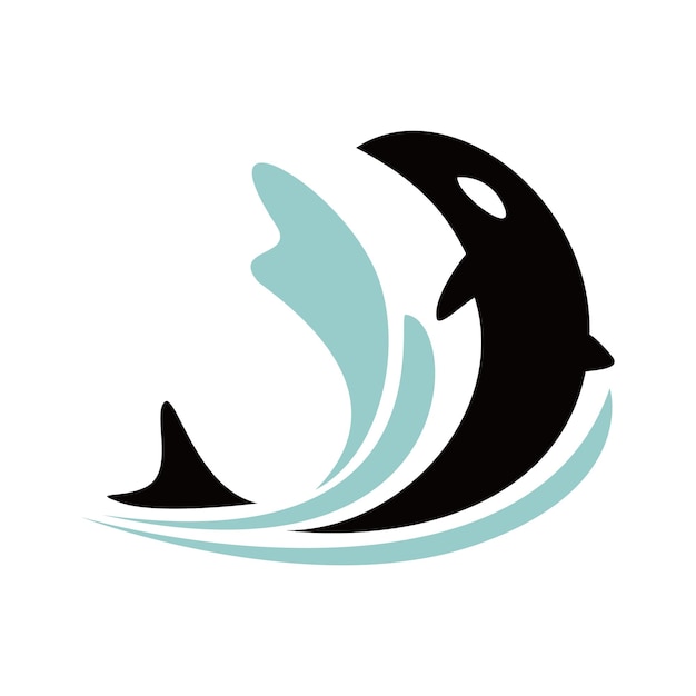 Design de silhueta orca logotipo de peixe predador vetor ilustração animal aquático