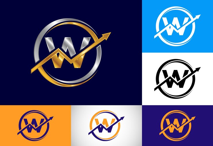 Design de símbolo de alfabeto monograma W inicial incorporado com a seta Conceito de logotipo financeiro ou de sucesso Logo para negócios de contabilidade e identidade da empresa