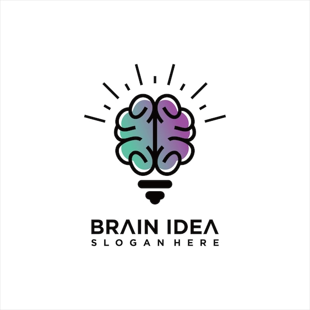 Design de símbolo de ícone de bulbo de cérebro modelo de design de logotipo de ideia criativa