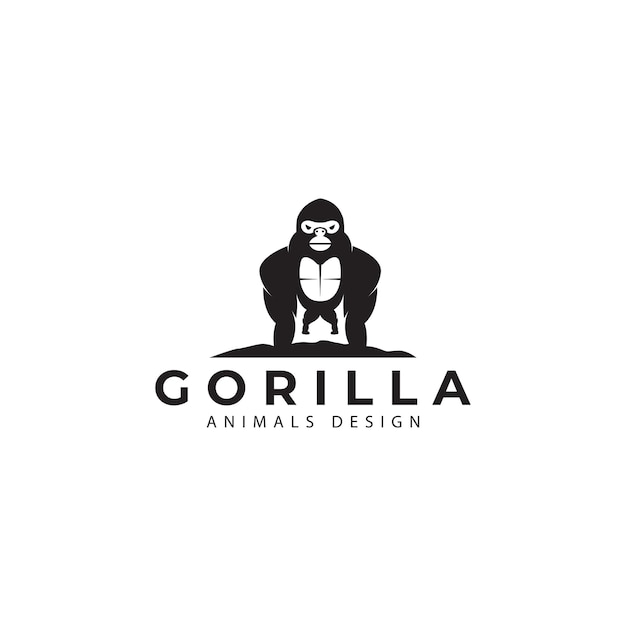 Design de símbolo de ícone de vetor de ilustração de logotipo de gorila