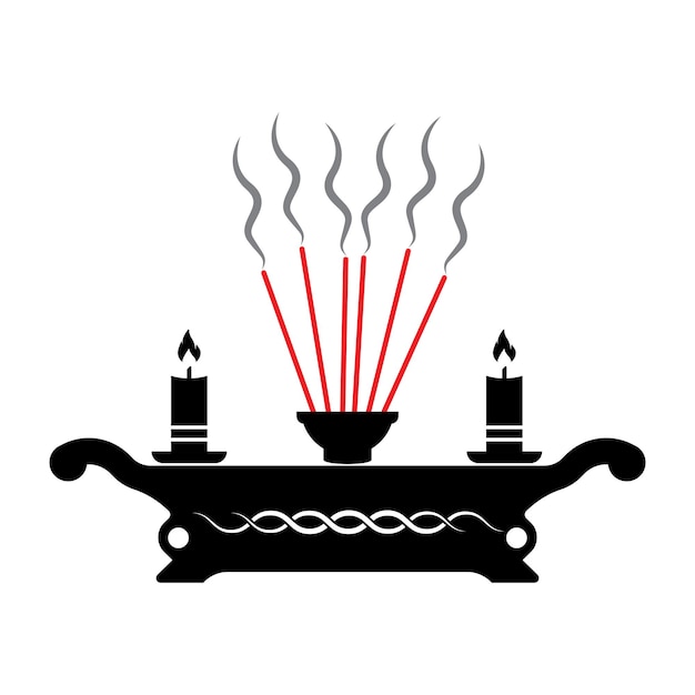 Design de símbolo de ilustração de ícone de vetor de incenso de oração chinesa