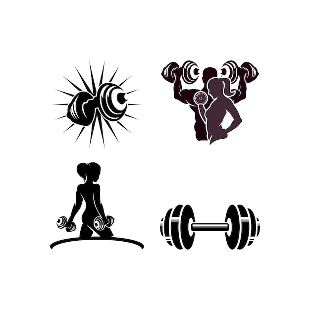 Vetor design de símbolo de ilustração vetorial de logotipo de fitness e levantamento de peso