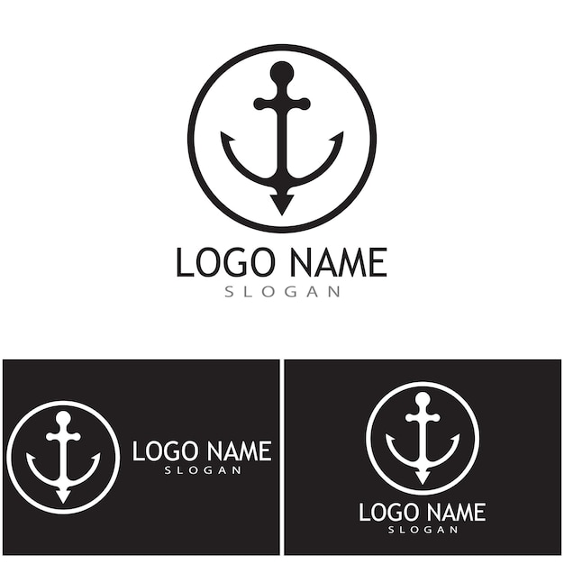 Design de símbolo vetorial modelo de logotipo âncora