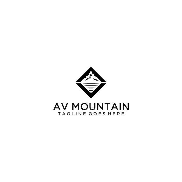 Design de sinal de logotipo de montanha av va