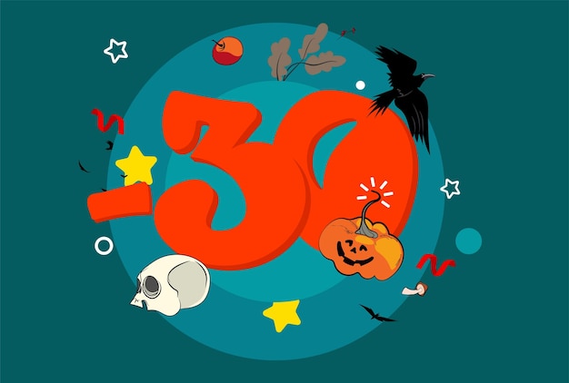 Design de site de festa feliz dia das bruxas. modelo de página de destino com símbolos da celebração do halloween