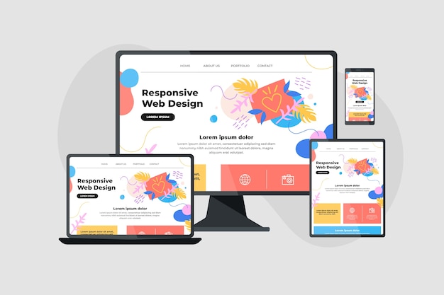 Vetor design de site responsivo de design plano