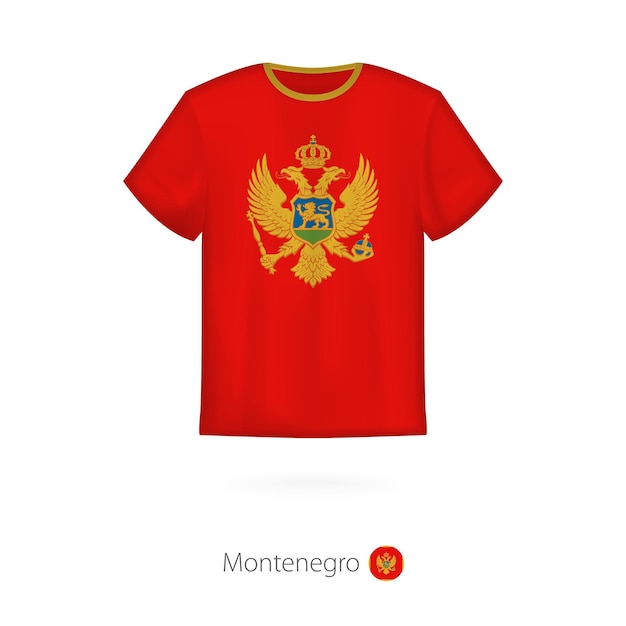 Design de t-shirt com bandeira de Montenegro. Modelo de vetor de camiseta.