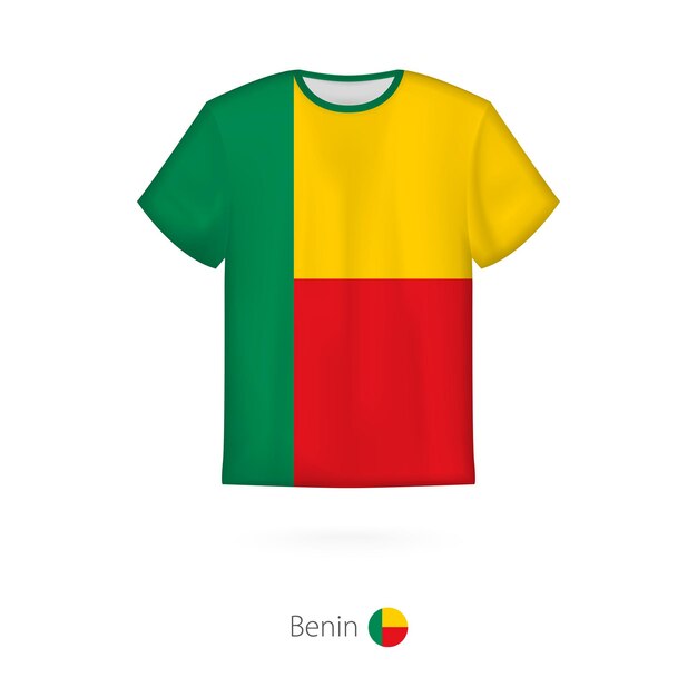 Design de t-shirt com bandeira do Benin. Modelo de vetor de camiseta.