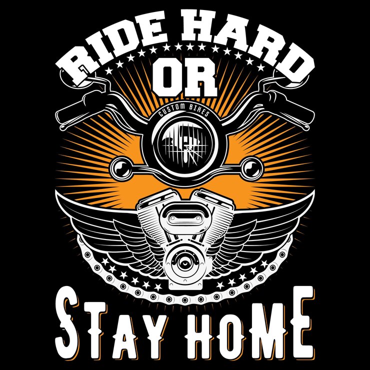Vetor design de t-shirt com tema de motocicleta com ilustração de bicicleta personalizada