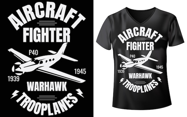 Design de t-shirt de caça de aeronave
