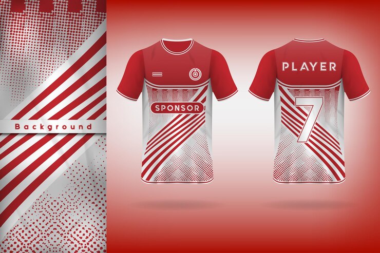 Design de t-shirt de camisa de esportes de combinação de cor vermelha e branca