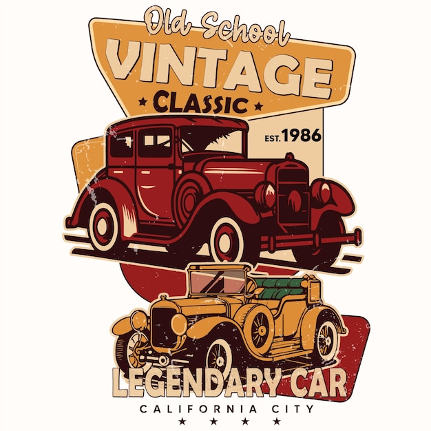 Design de T-Shirt de Carro Clássico Vintage
