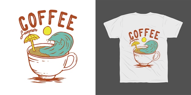 Design de t-shirt de ilustração de verão café