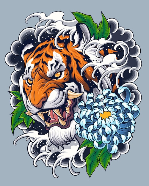 Design de tatuagem de cabeça de tigre