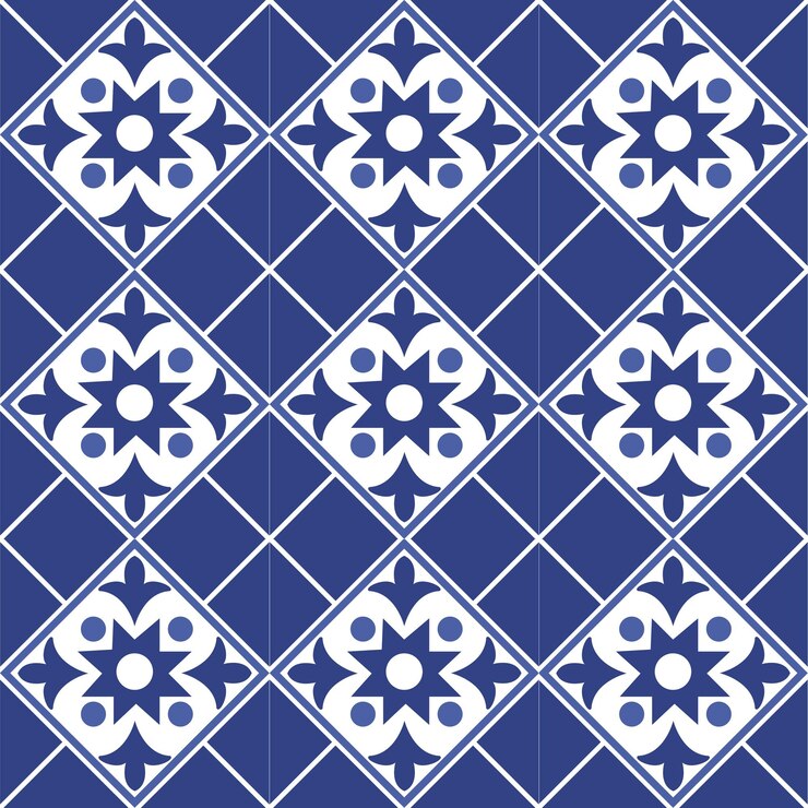 Vetor design de telha cerâmica vintage com floral