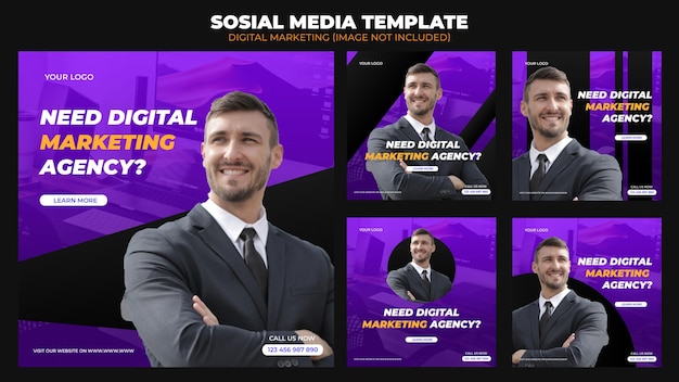 Design de template de post de instagram de marketing digital