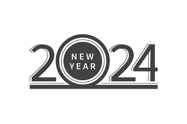 Design de texto do logotipo do ano novo de 2024