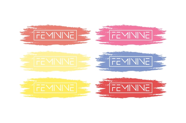 Design de texto feminino com fundo colorido de pincel grunge