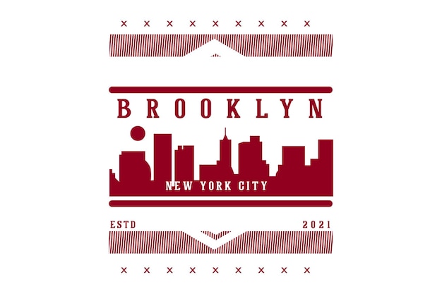 Design de tipografia da cidade de brooklyn em nova york