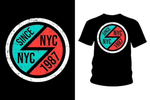 Design de tipografia de camisetas com texto em nova york