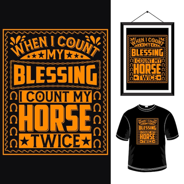 Design de tipografia de cavalo cita modelo de vetor de design de camiseta