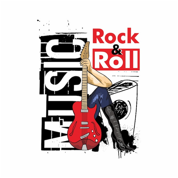 Design de tipografia musical rock and roll para impressão de camiseta