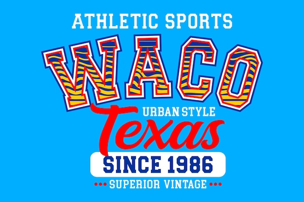 Design de tipografia vintage de esportes atléticos de waco texas