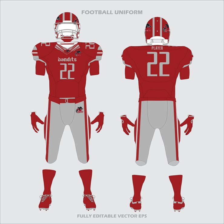 Vetor design de uniforme de futebol americano dos bandidos