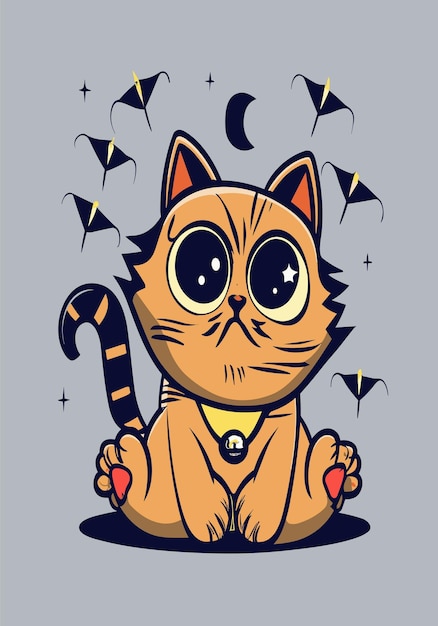 Design de vetor 2D de gato assustador de Halloween