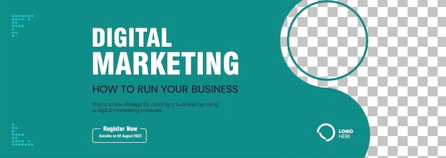 Design de vetor de banner de marketing digital azul claro para modelo de postagem de mídia social marketing digital