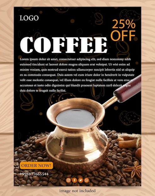 DESIGN DE VETOR DE BANNER DE MODELO DE PÔSTER DE CAFÉ PARA MÍDIAS SOCIAIS E MARKETING DIGITAL