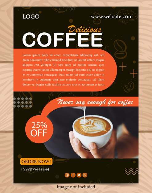 Vetor design de vetor de banner de modelo de pôster de café para mídias sociais e marketing digital