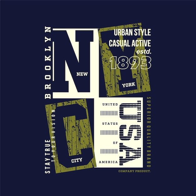 Design de vetor de camiseta de tipografia gráfica plana de rua de cultura de nyc