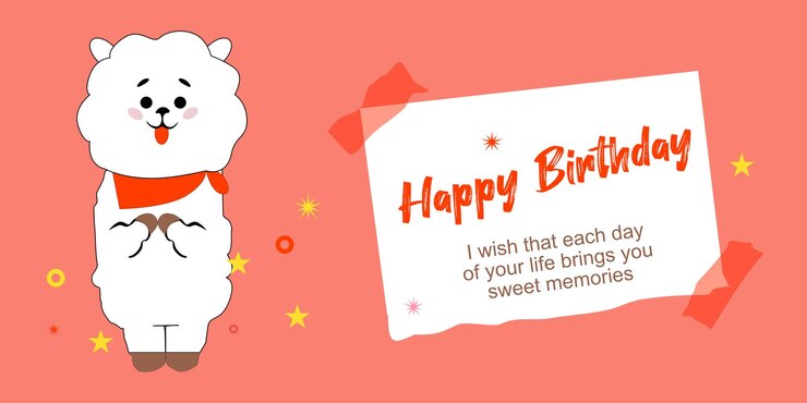 Design de vetor de cartão de aniversário de personagem bt21