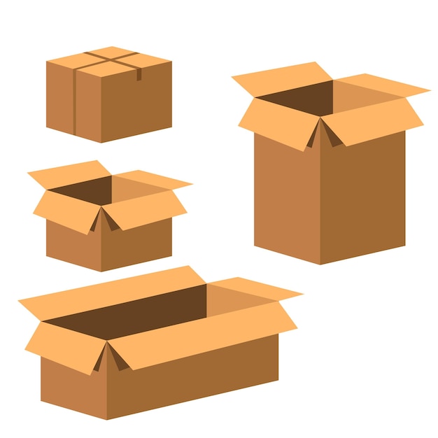 Design de vetor de coleção de ícones de caixas de papelão