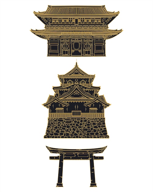 design de vetor de construção de linha de construção famoso japão
