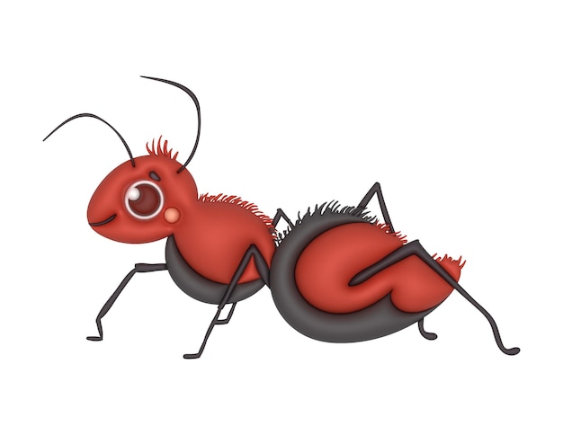 Vetor design de vetor de ilustração de formiga vermelha 3d
